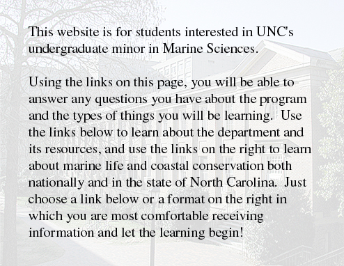 This website is for students interested in UNC's undergraduate minor in Marine Sciences